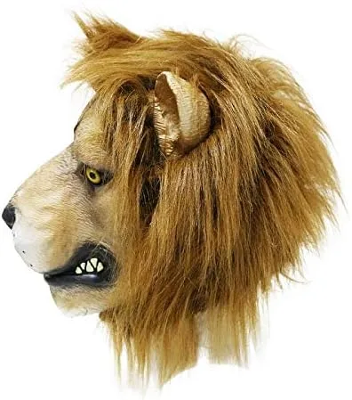 Vista 2 de HENGYUTOYMASK Máscara de látex de cabeza completa Safari Animal León Máscara Halloween Fiesta Fancy Dress Carnaval Máscaras