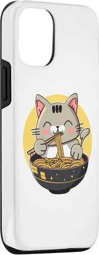 Vista 3 de Funda para iPhone 12/12 Pro Ramen Cat Kawaii Anime Merch Japonés Divertido Neko Noodle Bowl Case