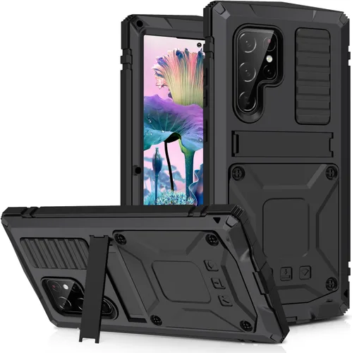Vista 21 de Funda de metal para Samsung S23 de aluminio de grado militar, funda resistente con soporte de metal protector de pantalla a prueba de caídas, a