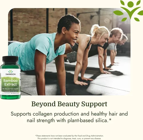 Vista 5 de Swanson Extracto de bambú para cabello y uñas Suplemento de sílice apoya colágeno 300 mg 60 cápsulas vegetales