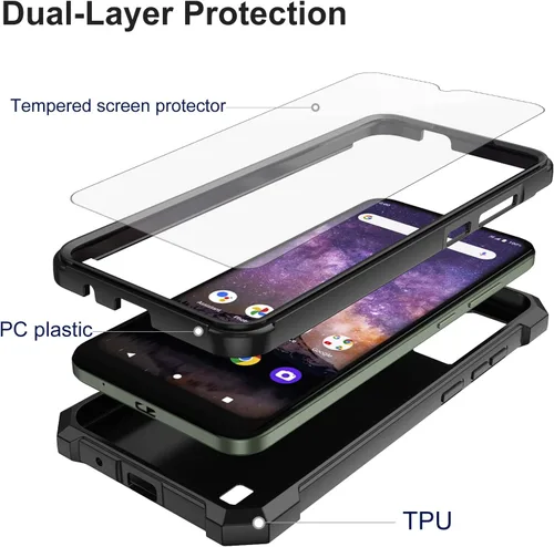 Vista 3 de Ailiber - Funda para Wiko Voix, doble capa, protector de pantalla, color negro Air-Guard Corners, Shockproof Flexible TPU Bumper, Slim Hard Back