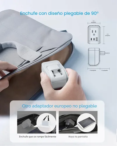 Vista 2 de VINTAR - Paquete de 2 adaptadores de enchufe de viaje europeos 17W-Tipo C - La mayoría de Europa - Paquete de 2