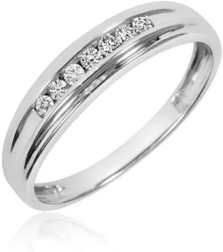 Vista 4 de SAN Collection - Anillo de boda para hombre con diseño de sus parejas (plata 925, 20150-WG)