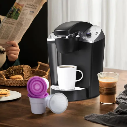 Vista 9 de 30 cápsulas desechables K Cups compatibles con cafetera Keurig 1.0and2.0, cápsulas de café prefabricadas con tapa morada, cápsulas de café
