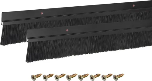 Vista 29 de uxcell 2 piezas barredor de cepillo inferior para puerta forma H base de aleación de aluminio con cepillo de nailon de 0.4 pulgadas para hogar