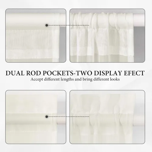 Vista 25 de MIULEE Cortinas Transparentes Laterales para Puerta Francesa con Filtrado de Luz, Tratamiento de Ventana, 2 Paneles de 25 x 40 Pulgadas con Beige