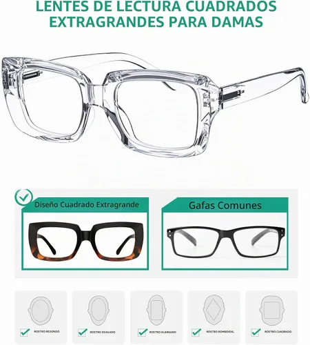Vista 4 de Eyekepper - Juego de 4 gafas elegantes para mujer, anteojos cuadrados de gran tamaño para mujer