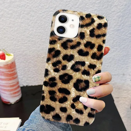 Vista 3 de J.west Funda compatible con iPhone 11, funda para iPhone 11, suave y brillante estampado de leopardo perlado con diseño de animales para mujeres
