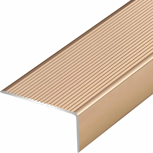 Vista 12 de ZIMGOD Tira protectora de borde de metal, borde antideslizante para escaleras, umbral de tira de transición en forma de L, borde de vinilo laminado