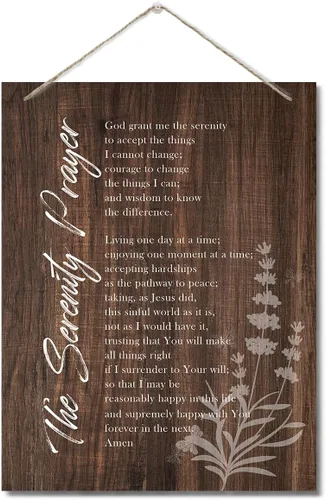 Vista 6 de Letrero de decoración de pared con texto en inglés "The Serenity Prayer", cita inspiradora de versículo de la Biblia, placa de pared impresa