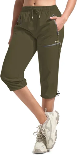 Vista 7 de BVVU Pantalones cargo capri de senderismo para mujer, ligeros, de secado rápido, pantalones deportivos impermeables para exteriores, pantalones