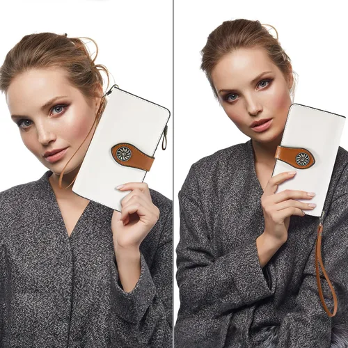 Vista 5 de Travelambo Cartera de mujer con bloqueo RFID para tarjetas de crédito, cartera de cuero de gran capacidad