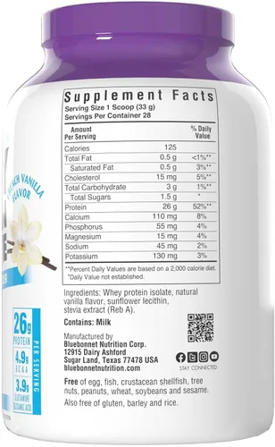 Vista 11 de Bluebonnet Nutrición 100% Natural Proteína WHEY Isolate Powder, 743715015654, 1, 1 Kosher