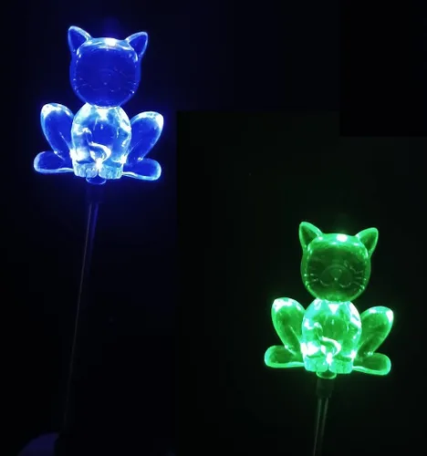 Vista 13 de Starry Illuminate - Juego de 2 luces solares de estaca para jardín, estilo cambiante de color (pata de perro)