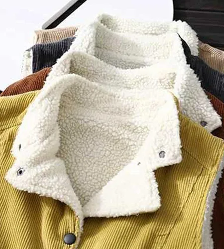 Vista 3 de SCOFEEL Women's Corduroy Sleeveless Jacket Oversize Sherpa Fleece Lapel collar Corduroy Vests US