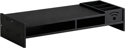 Vista 9 de Elevador de monitor – Elevador de monitor de madera de 2 niveles, organizador de escritorio para laptop 4.3 pulgadas de altura R, para el hogar