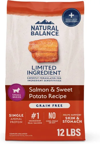 Vista 15 de Natural Balance Limited Ingredient - Alimento seco para perros adultos de raza pequeña, sin granos, receta de salmón y batata, 4 libras