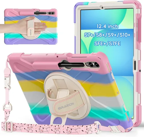 Vista 16 de BRAECNstock Funda para Samsung Galaxy Tab S10 Lite/ S10 FE/ S9 FE/ S9/ S8/ S7 5G Funda de 10.9"/11", Funda Protectora a Prueba de Golpes con Soporte