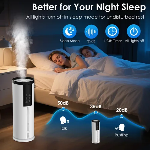 Vista 7 de Home Humidifier for Large Room, 2.11Gal Cool Mist Top Fill,120H Snow White