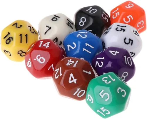 Vista 7 de 10 dados poliédricos D16 de 16 caras para juegos de mesa