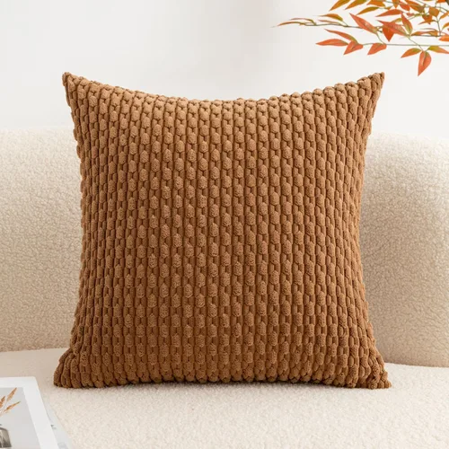 Vista 14 de UGS UGASA - Funda de almohada decorativa de pana suave de 18 x 18 pulgadas, funda de almohada cuadrada a rayas estilo bohemio para sofá, sala