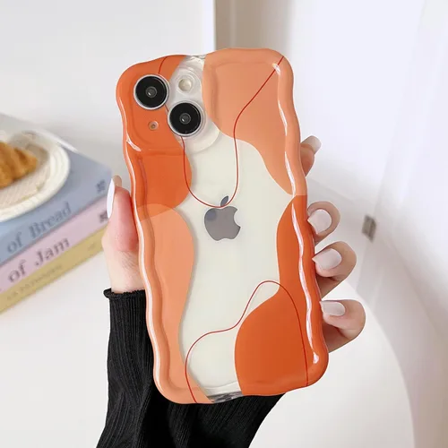 Vista 19 de DEFBSC Funda para iPhone 15 con bonito diseño ondulado, color negro