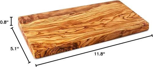 Vista 7 de Forest Decor Tabla de cortar de madera de olivo, tabla de cortar de cocina de madera sostenible natural para carne, pan, verduras, pequeña tabla