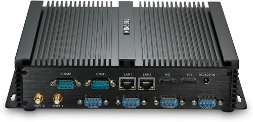 Vista 8 de KINGDEL Mini PC de escritorio sin ventilador, computadora industrial con CPU Core i7, 8 GB de RAM, SSD de 256 GB, 2 NIC, 2 puertos HD, 4 puertos USB