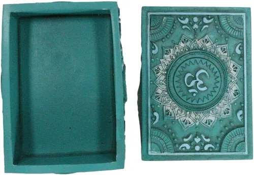Vista 4 de Ebros Feng Shui Zen Buddha Ohm Símbolo Sagrado Lotus Mandala Flor Caja Decorativa Almacenamiento Stash Bisutería Tarot Talismán Feng Shui Acento