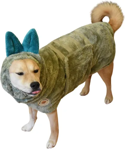 Vista 12 de DERPYCHAPPY Bata de Toalla Premium para Perros y Albornoz para Perros para Secar Perros Hecho en Corea Toalla de Baño de Microfibra Súper