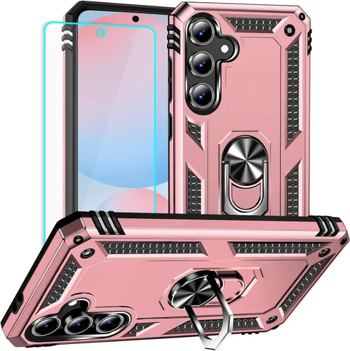 Vista 11 de Funda para Samsung Galaxy S24 FE: con protector de pantalla, fundas protectoras de grado militar con soporte de anillo de dedo para Samsung S24 FE