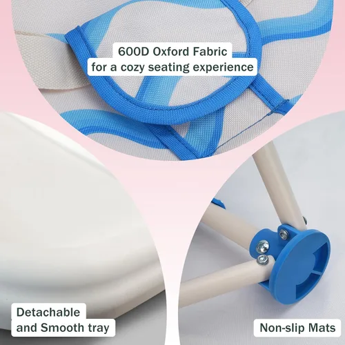 Vista 4 de Tiny Marvels Silla de bebé portátil 3 en 1, asiento elevador acogedor, silla de bebé con bandeja, plegable compacta, silla para niños pequeños