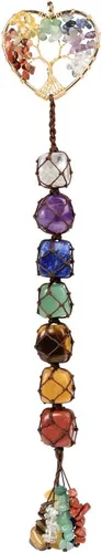 Vista 32 de Árbol de la vida hecho a mano con 7 piedras de chakras, cristales curativos, adorno colgante para decoración del hogar