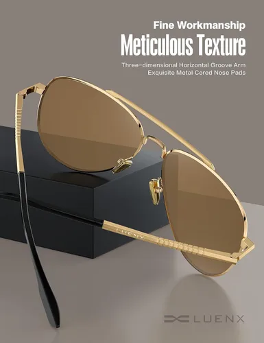 Vista 42 de LUENX, Aviator - Gafas de sol polarizadas, para hombres y mujeres, protección UV 400, con funda 60MM