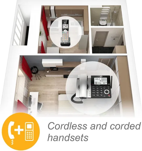 Vista 15 de AT&T CL84207 DECT 6.0 Teléfono con cable de 2 teléfonos para el hogar con largo alcance, contestador, bloqueo de llamadas, locutor de identificación