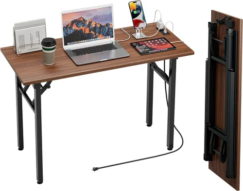Vista 31 de TEMI Mesa de Computadora Pequeña Mesa Plegable - Escritorio de Oficina Plegable de 35.8", Sin Ensamblaje, Perfecto para Espacios Pequeños