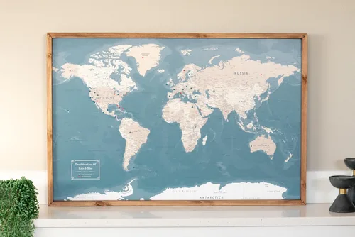 Vista 8 de Mapa del mundo de Push Pin - Mapa de viaje personalizado - Impresión de mapas moderna personalizada #WPM01