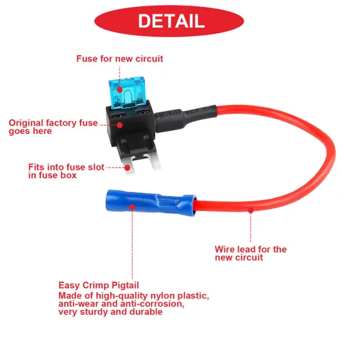 Vista 3 de Mini fusible de 16 piezas, adaptador de fusible de 12 V para añadir un circuito, con juegos de fusibles de hoja de cajero automático mini APM de 15