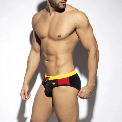 Vista 2 de UXH Hombres Marca Azul Patrón Bandera Bañadores Surf Swim Escritos Playa Pantalones Cortos Traje de baño