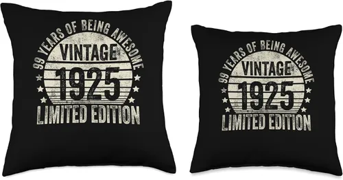 Vista 3 de Retro 99th Birthday Gifts Men Women Throw Pillow