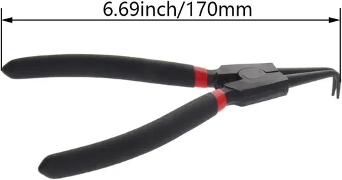 Vista 2 de Utoolmart Mango recubierto de plástico de acero de alto carbono de 7 pulgadas de 90 grados, alicates de circlip doblado externo, 1 unids