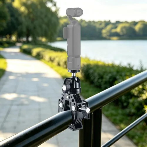 Vista 9 de NEEWER Super Clamp con Brazo Mágico de Cabeza Esférica Doble de 3", Zapata Fría, Roscas de 1/4", Adaptador de Montaje para Cámara de Teléfono/Acción