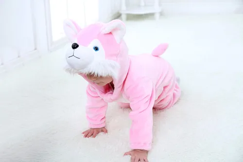 Vista 8 de TONWHAR Disfraz unisex para bebé, pijama de dibujos animados de perro, dinosaurio para niños pequeños