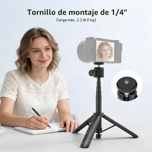 Vista 6 de NEEWER Basics - Trípode extensible para selfie, mango de metal portátil compatible con Canon G7X Mark III Sony ZV-1 RX100 VII A6400 A6600 Nikon