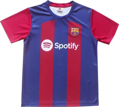 Vista 4 de Juego de calcetines cortos de fútbol para niños 20232024 Barca Home #9 Robert Lewandowski Football Soccer Kids Jersey, tallas juveniles