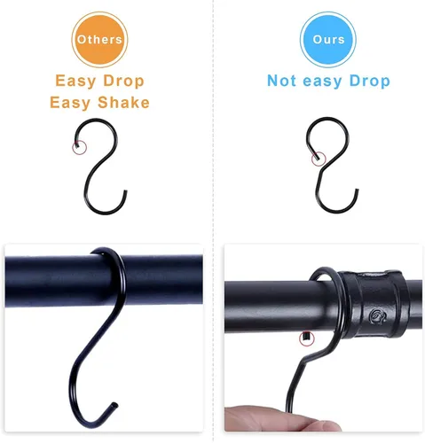 Vista 4 de WuGeShop Estante colgante para ollas de 38 pulgadas, montado en la pared con 10 ganchos en S, tapas de cocina, espátula para utensilios, organizador