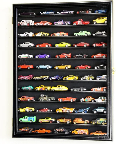 Vista 2 de Hot Wheels Matchbox 1/64 Escala Diecast Caja de Exhibición Gabinete Estante de Pared con Protección UV