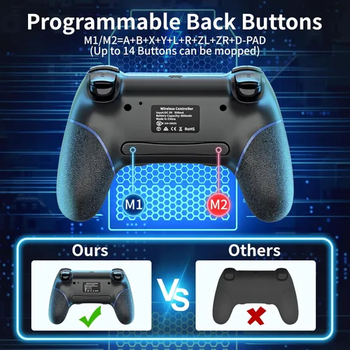 Vista 2 de Bidfoce Controller for Ps4 Remote Control Compatible with Playstation 4SlimProPC, Wireless Gaming Controllers with Double Vibration6-Axis Motion
