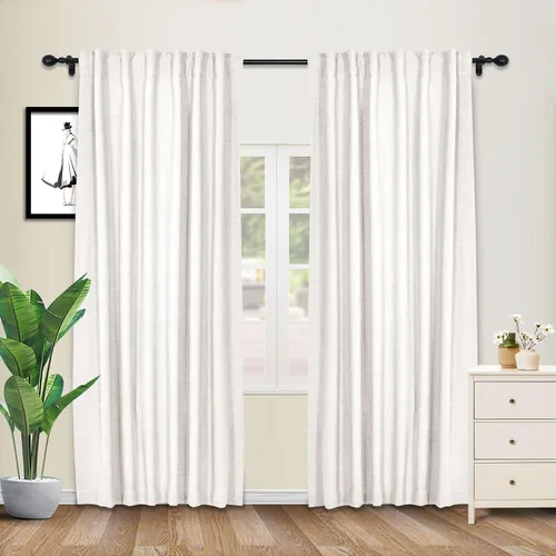 Vista 35 de cololeaf Cortinas de lino naturales de 63 pulgadas de largo, cortinas neutras con bolsillo para barra, pestaña trasera, oscurecimiento de la Aqua