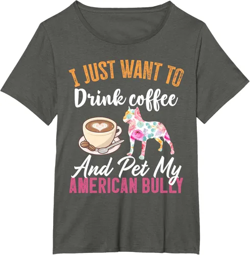 Vista 13 de I Just Want to Drink Coffee and Pet My American Bully Camiseta, Negro, S